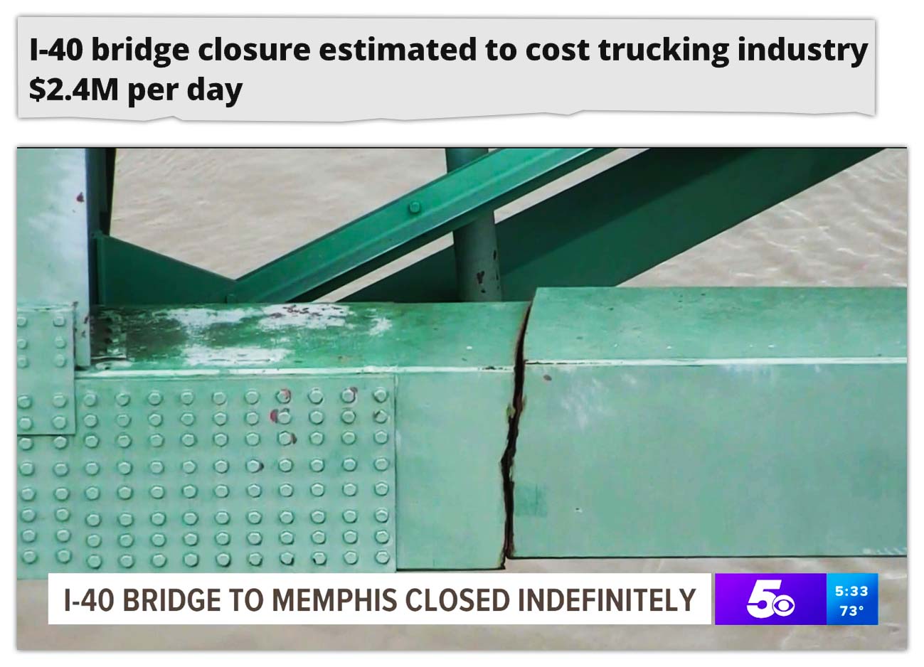 I-40 bridge crack